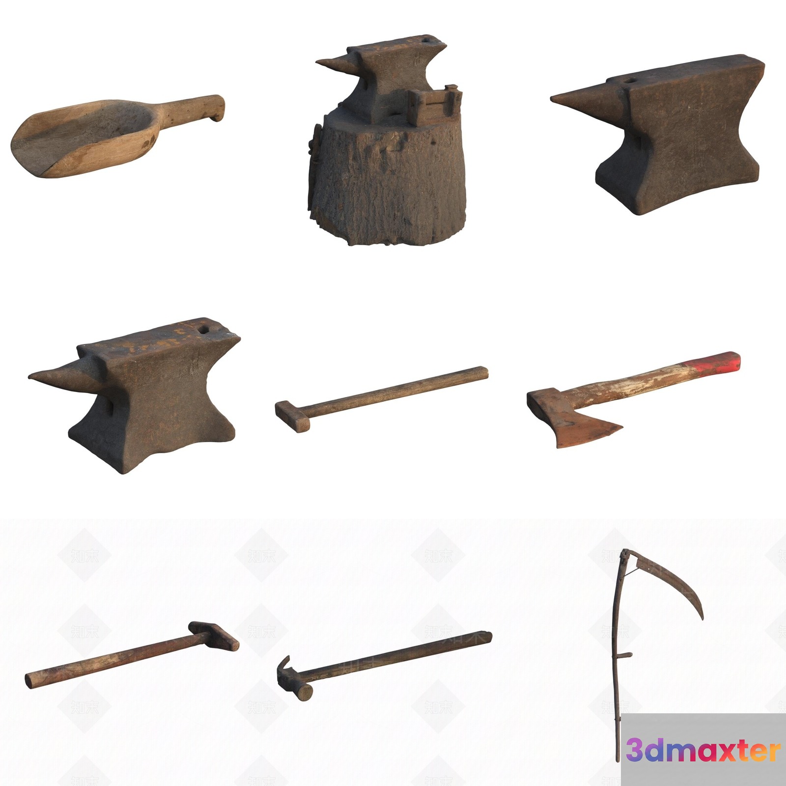 Rusty Old Tools 3D Model - 13696 - VRAY Render