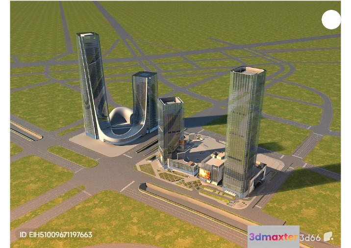 A 3D Rendering Of A Cityscape 3D Model - 3070 - VRAY Render