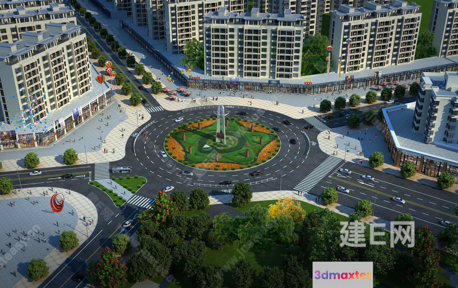 Modern Urban Landscape 3D Model - 7091 - VRAY Render