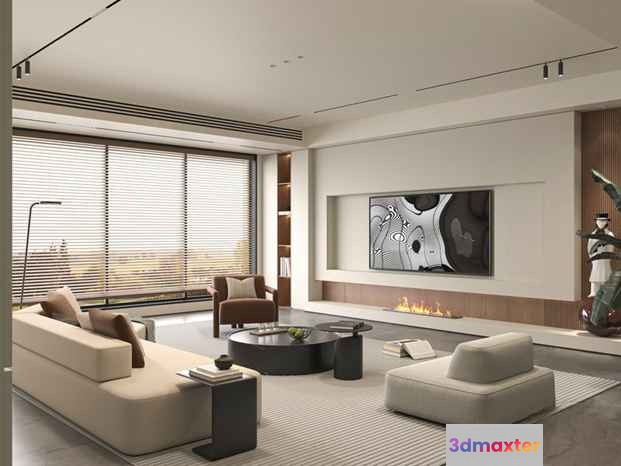 Modern Living Room 3D Model - 5669 - VRAY Render