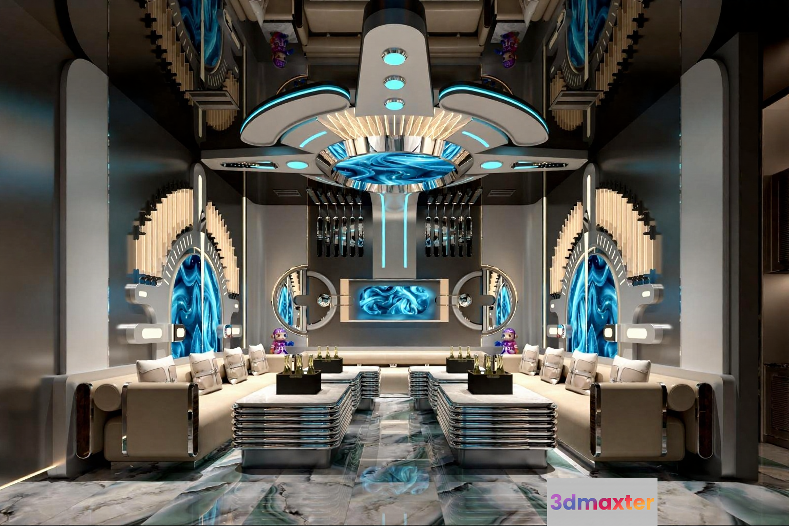Modern Futuristic Room 3D Model - 2110 - VRAY Render
