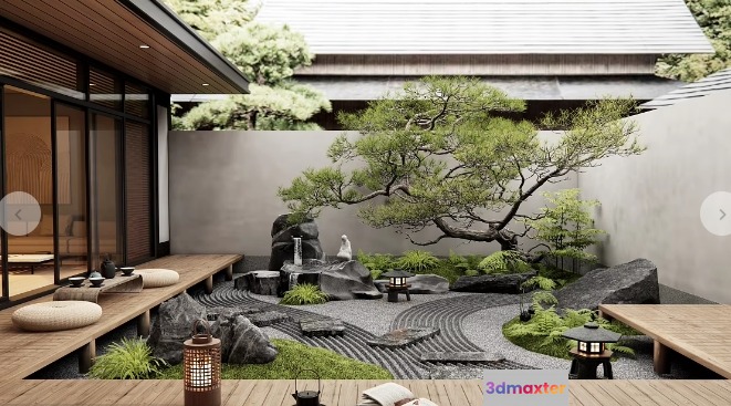 Modern Japanese Garden 3D Model - 12155 - VRAY Render