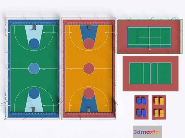A Sports Court 3D Model - 7081 - VRAY Render