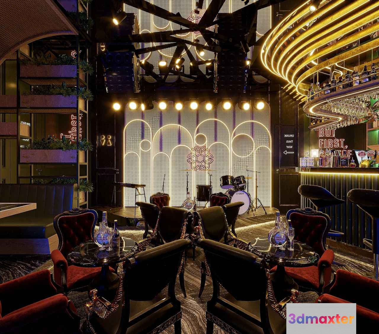 A Stage With A Drum Set 3D Model - 7223 - VRAY Render