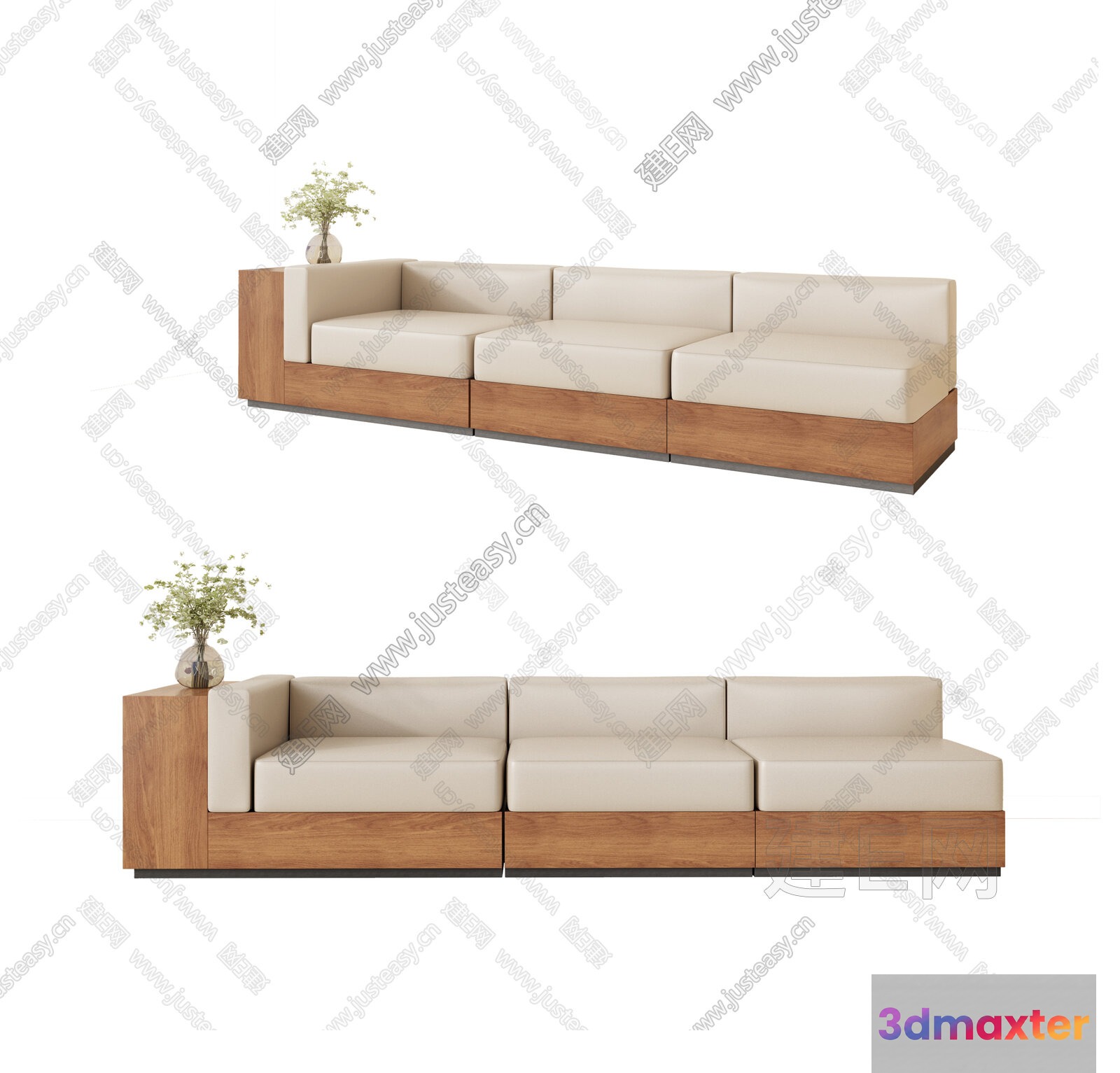 Modern L-Shaped Sofa 3D Model - 15689 - VRAY Render