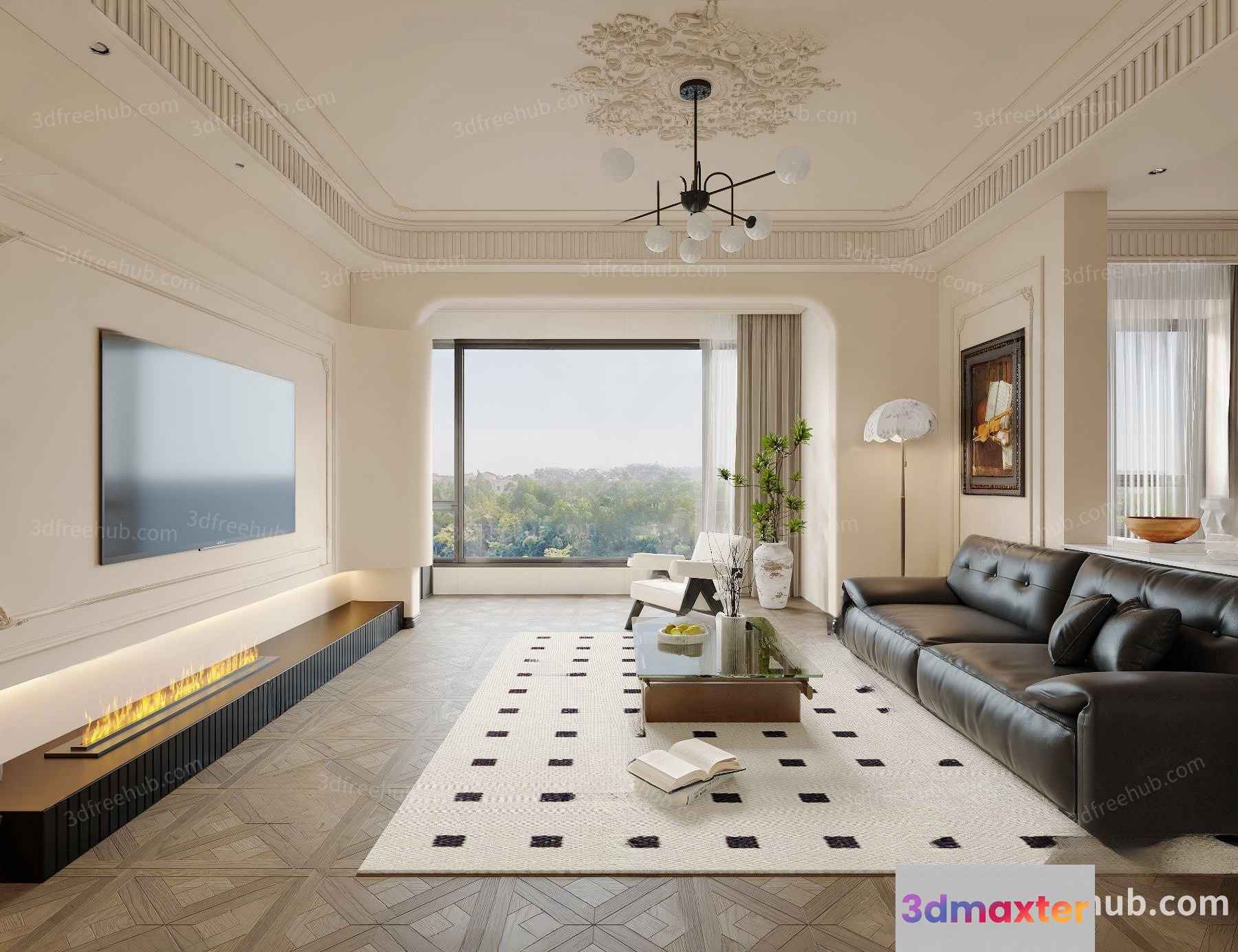 Modern Living Room 3D Model - 23184 - VRAY Render