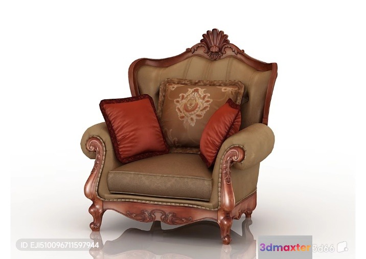 A Beige Armchair 3D Model - 5285 - VRAY Render