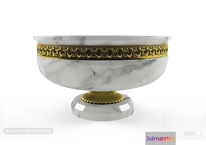 A Decorative Bowl With Gold Accents 3D Model - 4309 - VRAY Render