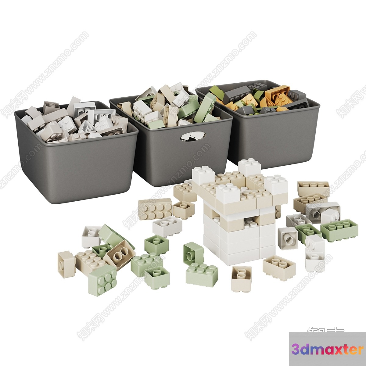 Plastic Building Blocks 3D Model - 930 - VRAY Render