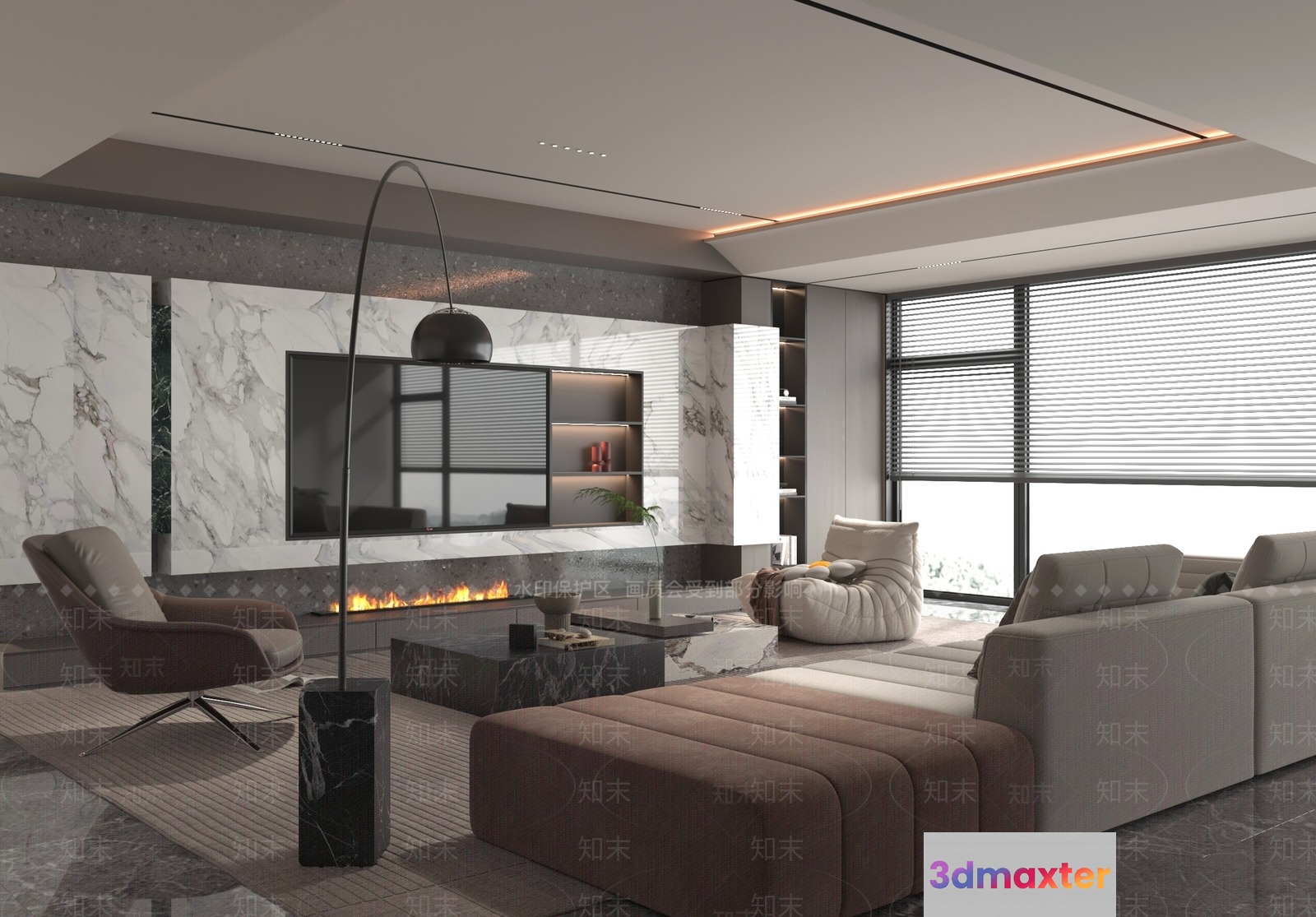 Modern Living Room 3D Model - 15214 - VRAY Render