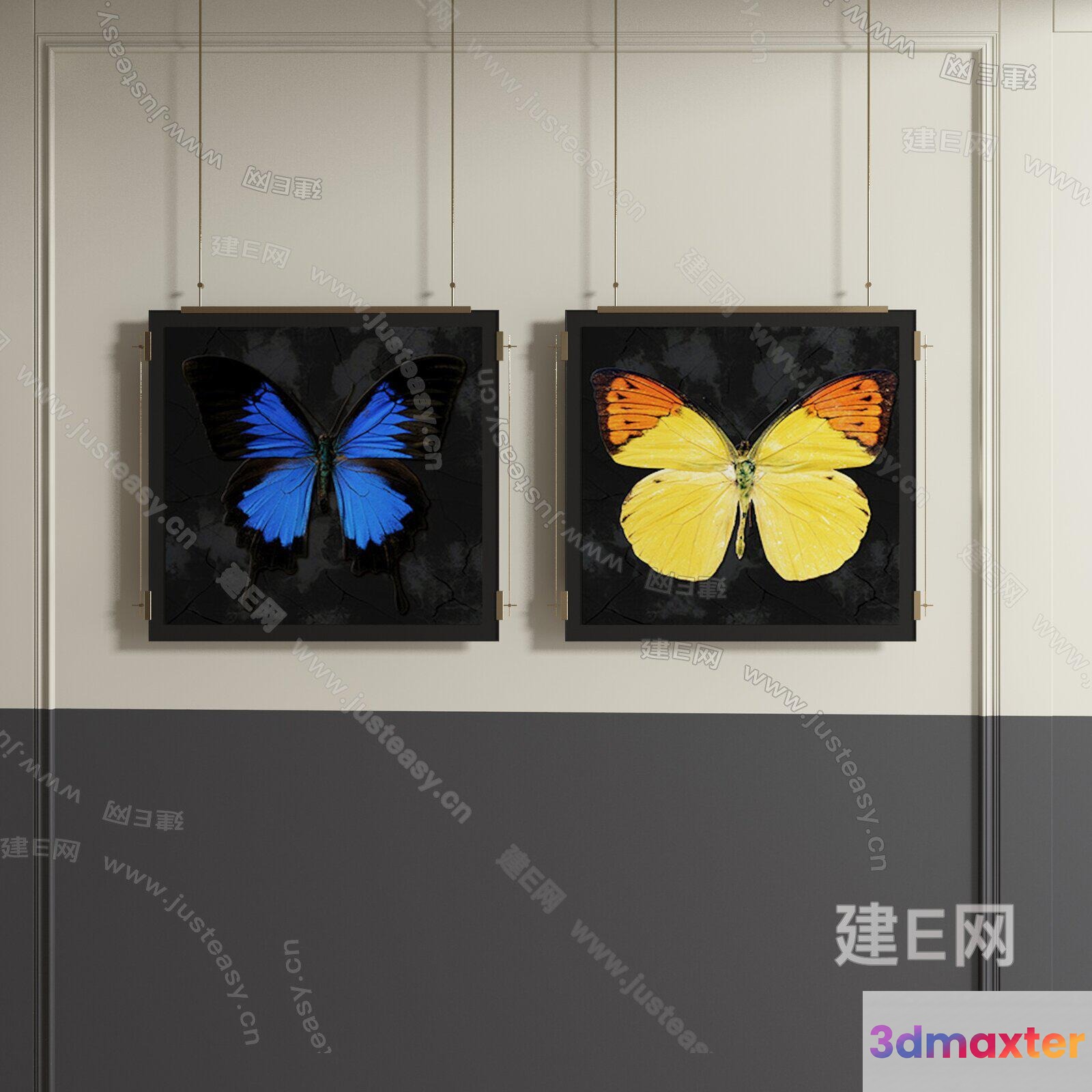 Two Butterfly Prints 3D Model - 17684 - VRAY Render