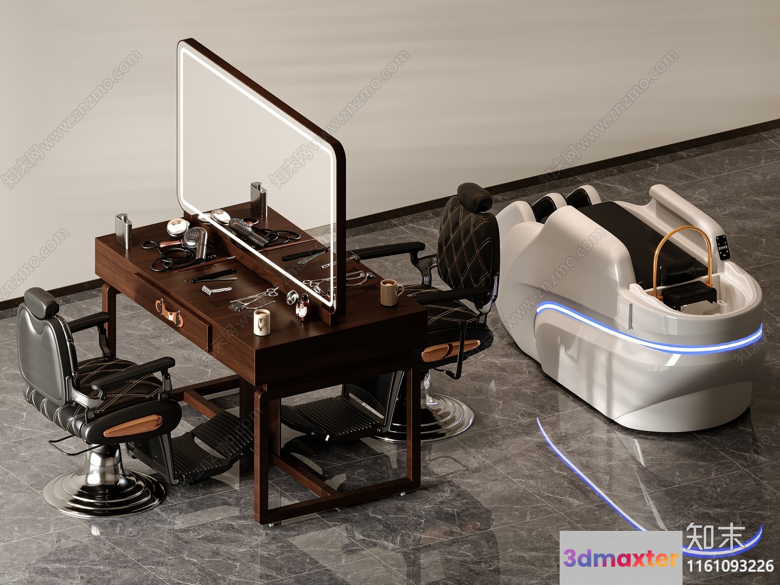 Modern Barber Chair 3D Model - 3183 - VRAY Render