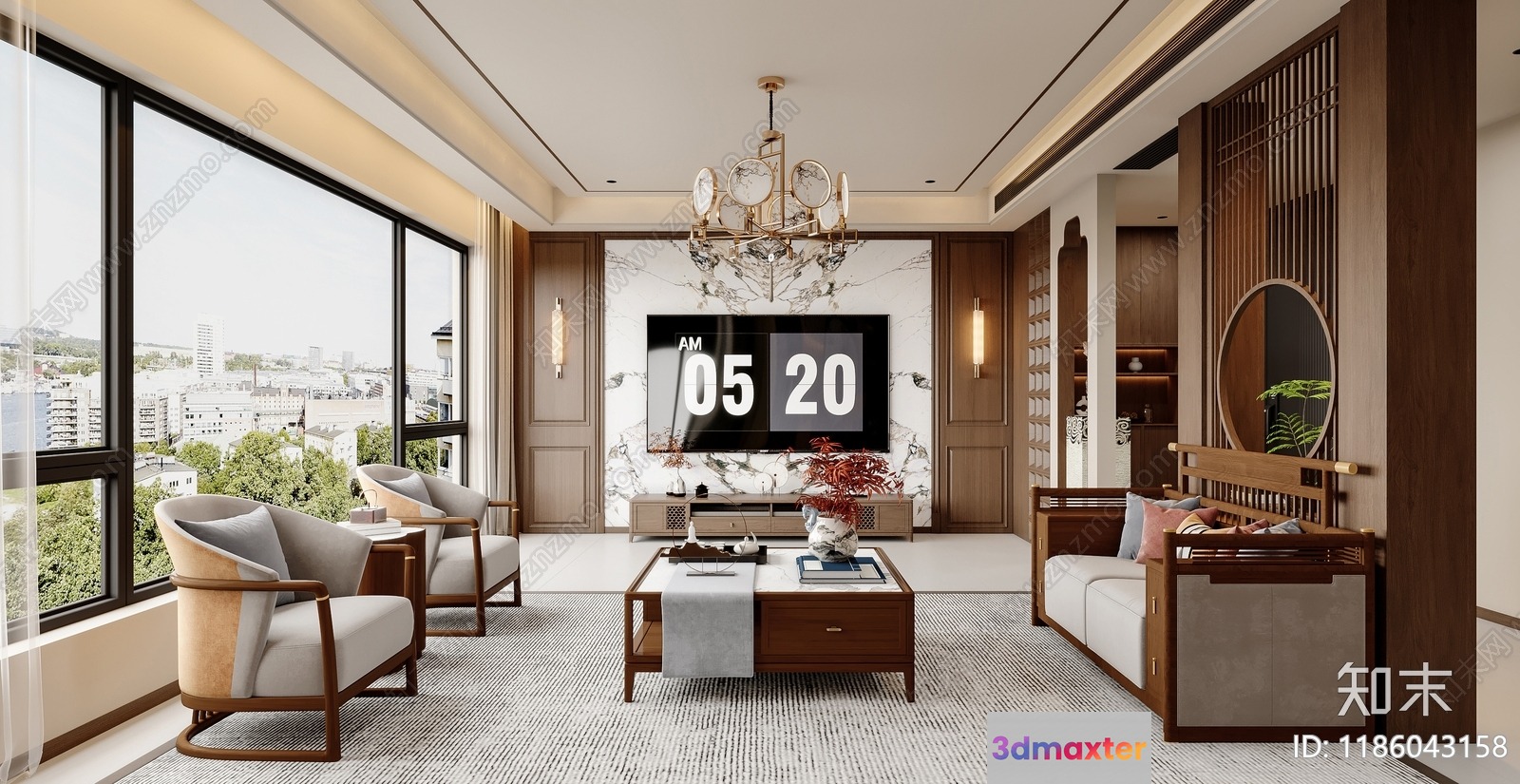 Modern Living Room 3D Model - 11555 - VRAY Render