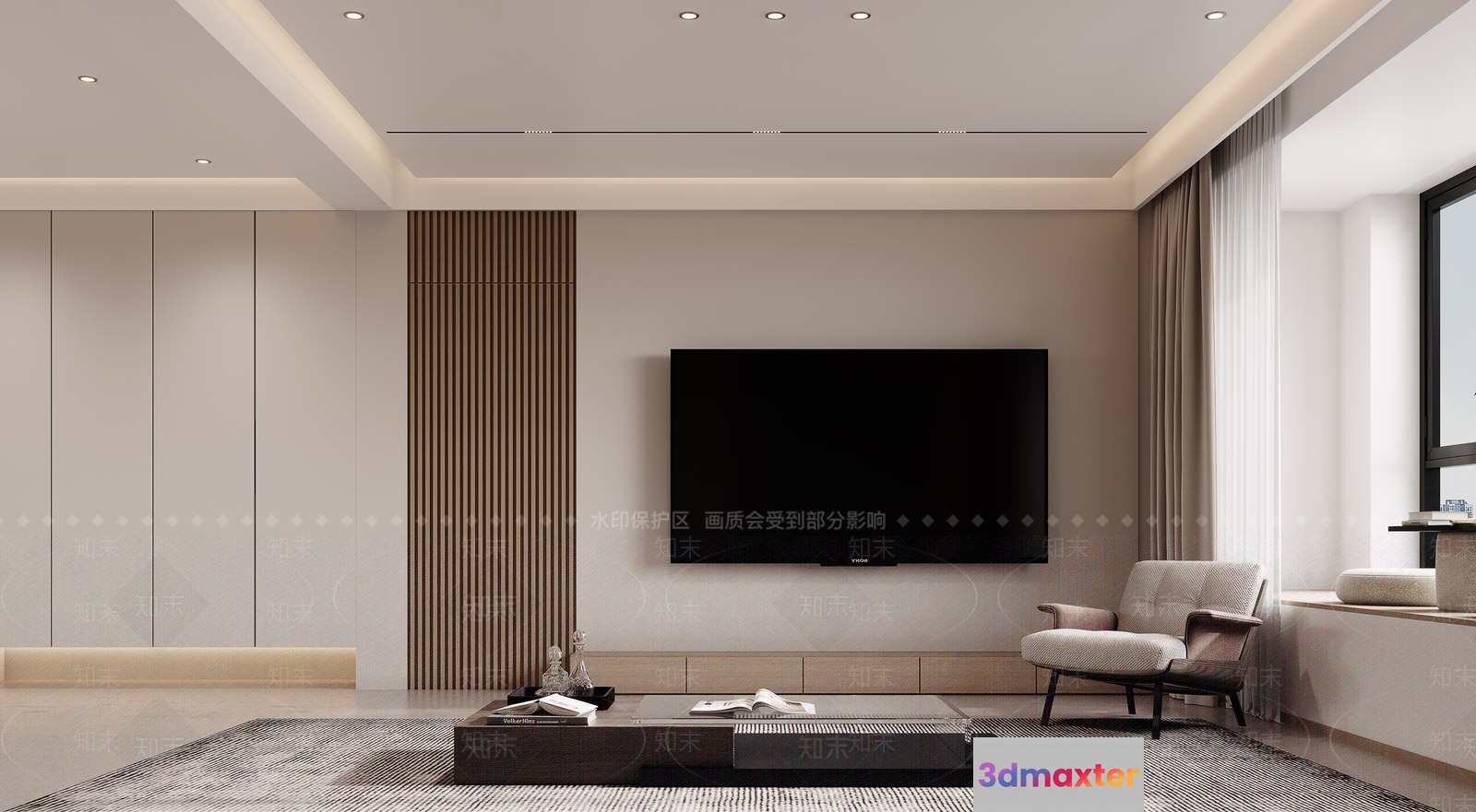 Modern Living Room 3D Model - 4329 - VRAY Render