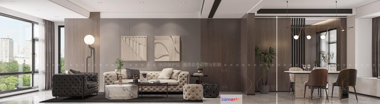 Modern Living Room 3D Model - 20413 - VRAY Render