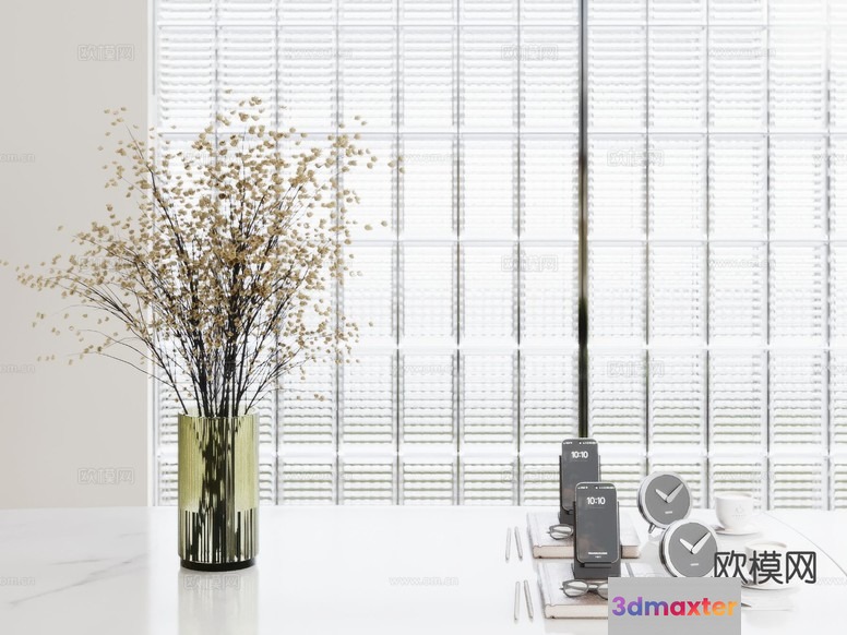 Modern White Desk 3D Model - 3160 - VRAY Render