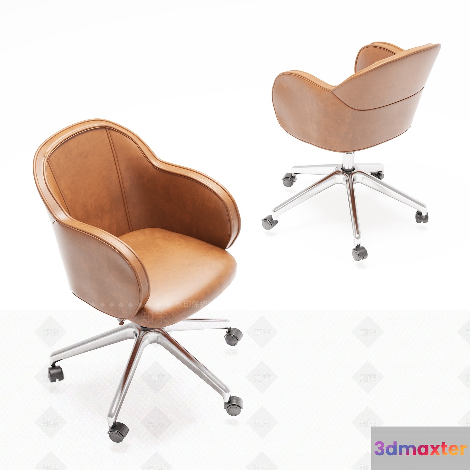 Brown Leather Chair 3D Model - 18645 - VRAY Render