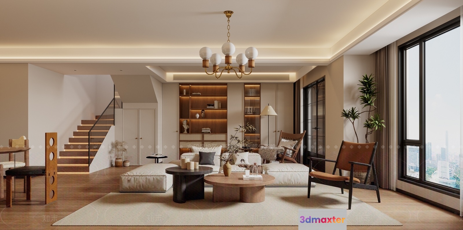 Modern Living Room 3D Model - 12283 - VRAY Render