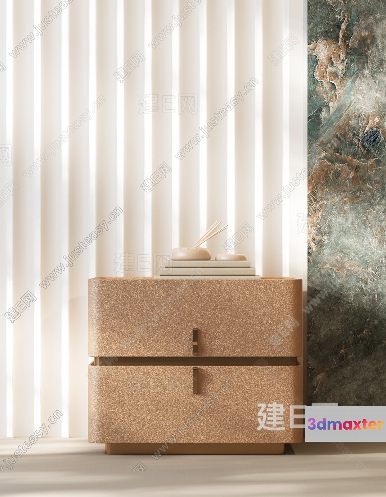Modern Light Brown Cabinet 3D Model - 17668 - VRAY Render