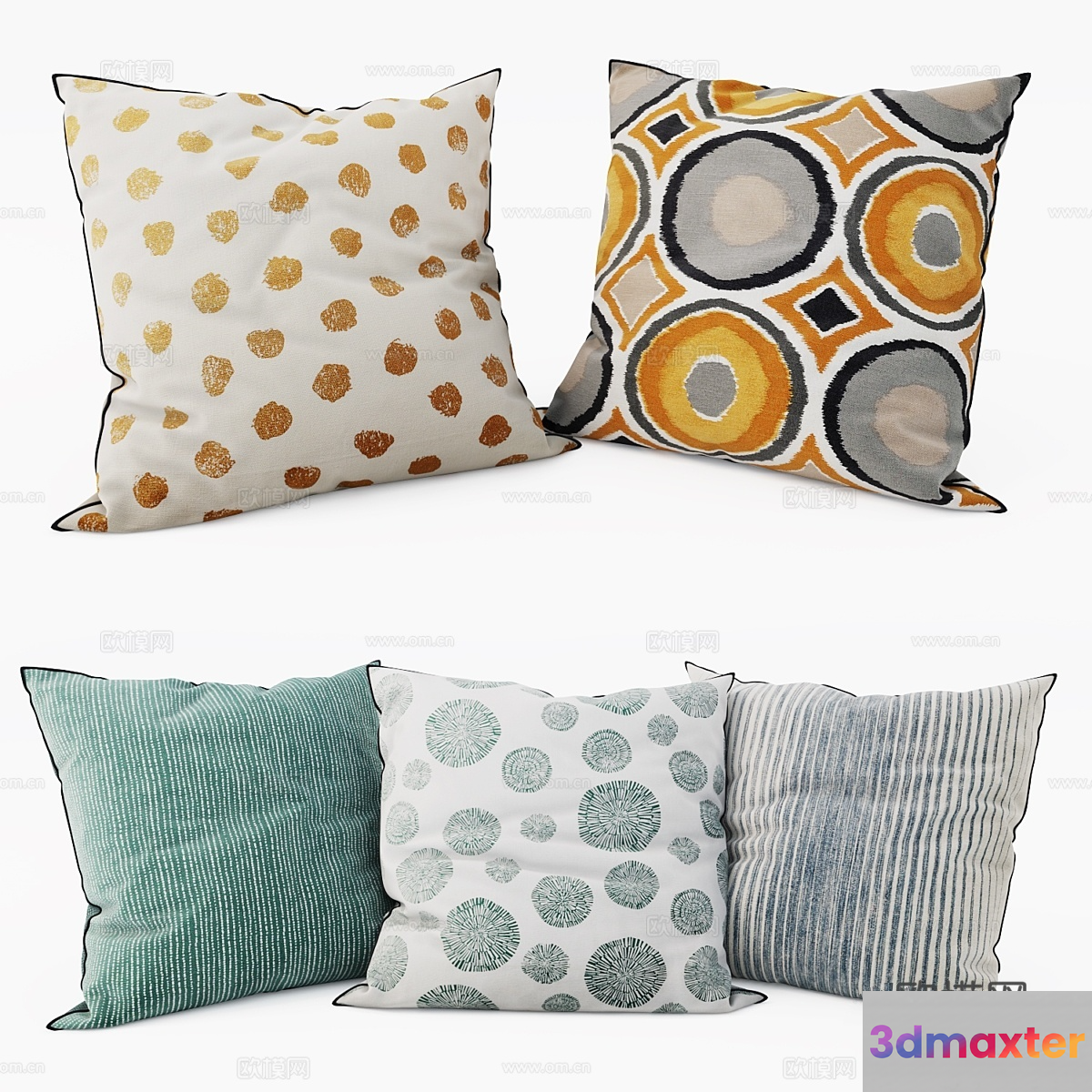 Four Throw Pillows 3D Model - 397 - VRAY Render