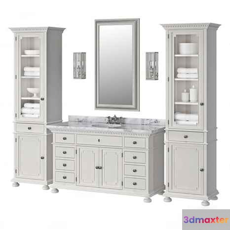 A White Bathroom Vanity 3D Model - 2624 - VRAY Render
