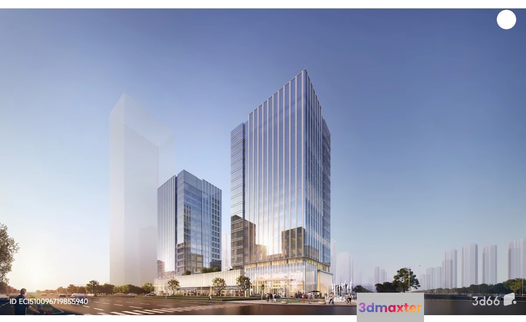 A Cityscape With Tall Buildings Showcasing Modern Architecture 3D Model - 3063 - VRAY Render