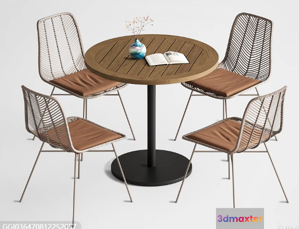 A Table And Four Chairs 3D Model - 5593 - VRAY Render