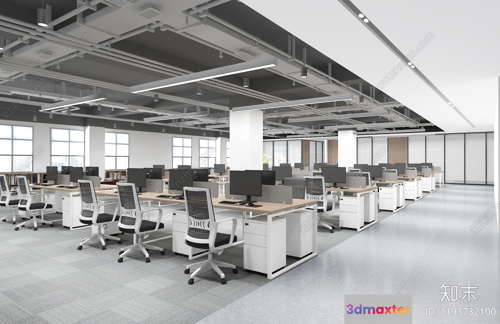 Modern Office Space 3D Model - 17053 - VRAY Render