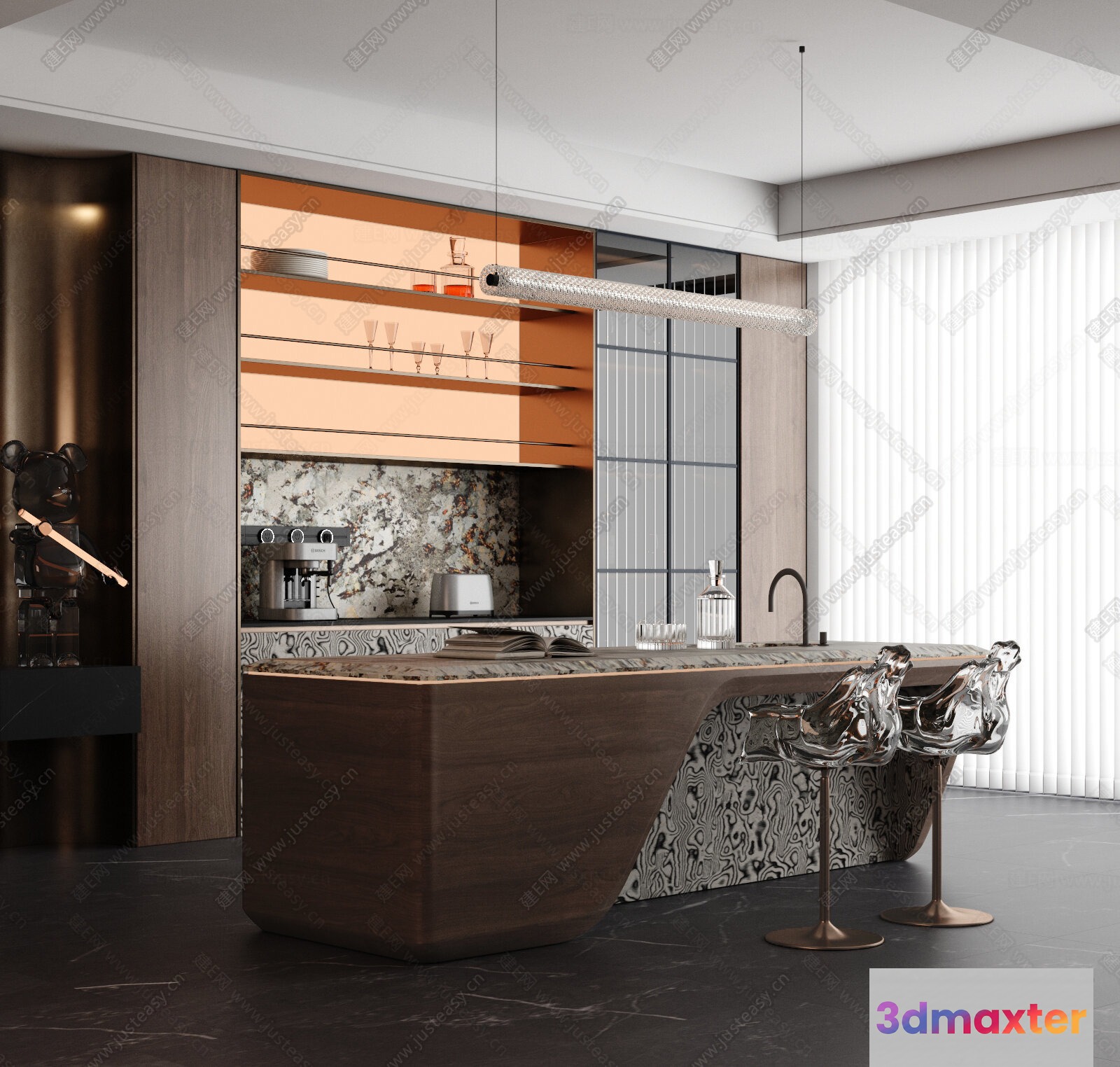 Modern Kitchen Island 3D Model - 15955 - VRAY Render