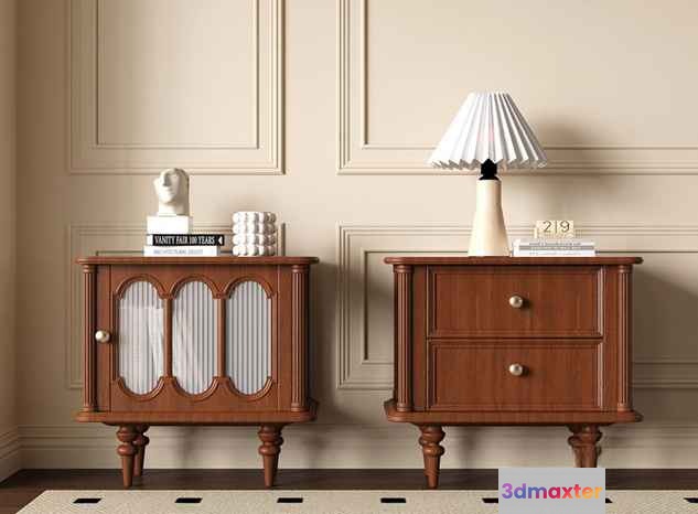 Mid-Century Nightstands 3D Model - 4045 - VRAY Render