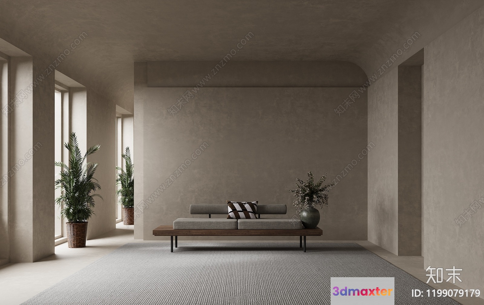 Modern Minimalist Living Room 3D Model - 8693 - CORONA Render