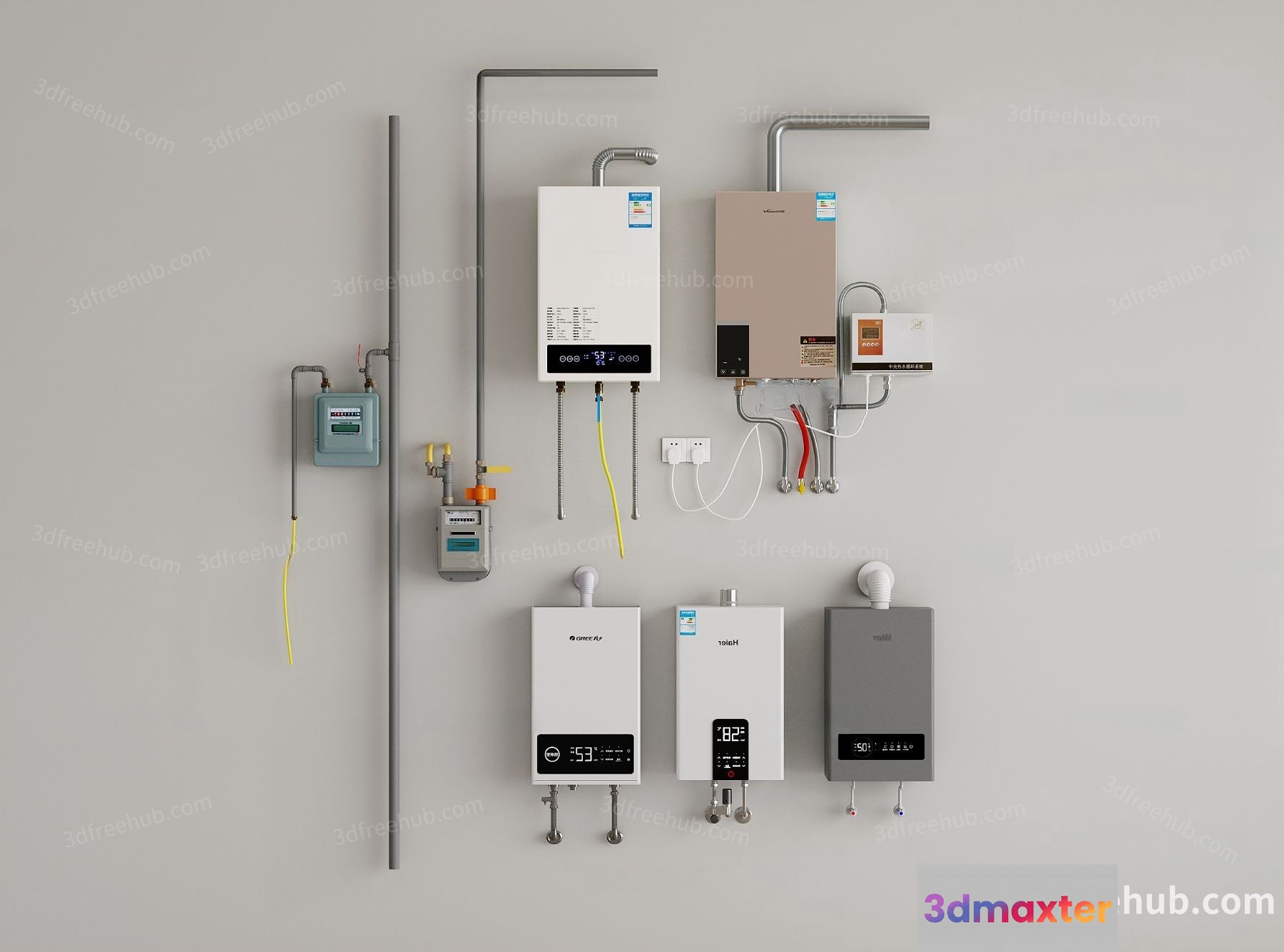 A Collection Of Water Heaters 3D Model - 19909 - VRAY Render