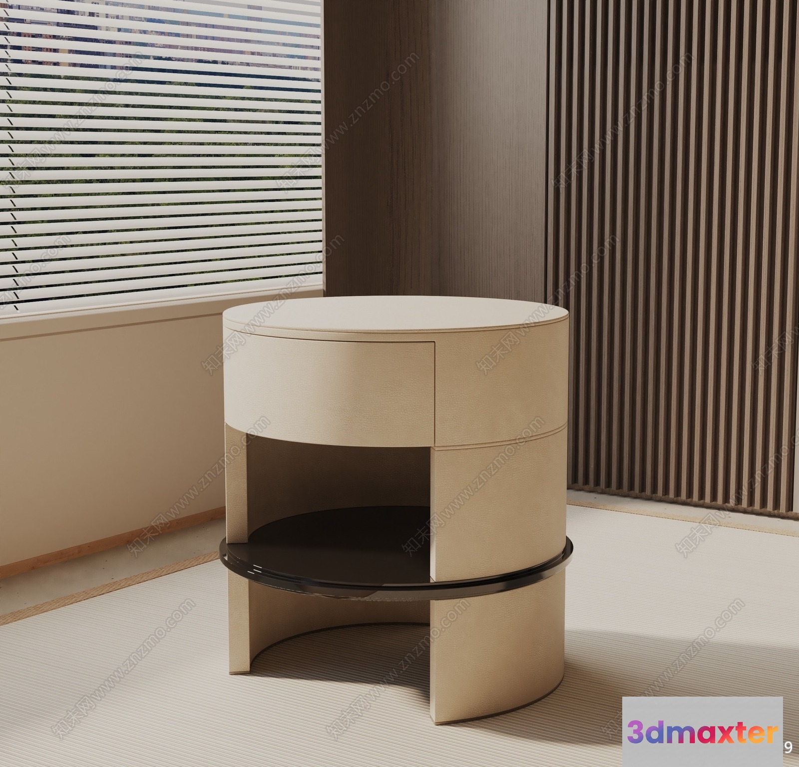 Modern Beige Side Table 3D Model - 6427 - VRAY Render