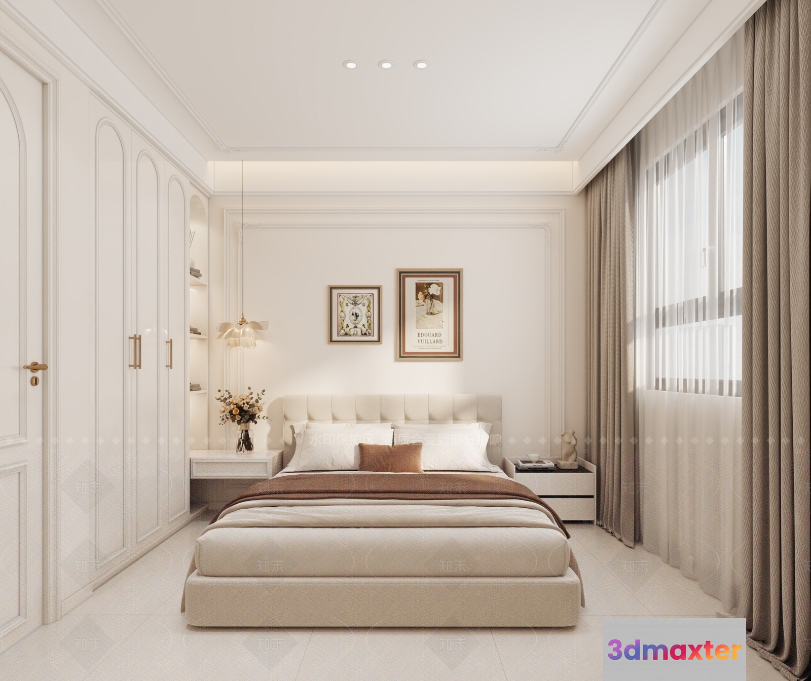 Cozy White Bedroom 3D Model - 19572 - VRAY Render