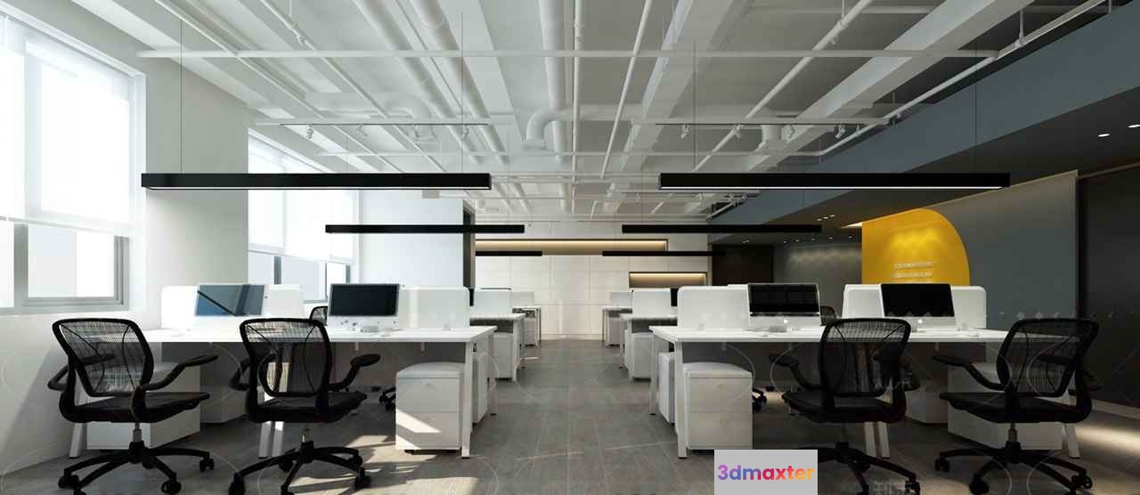 Modern Office Space 3D Model - 1196 - VRAY Render