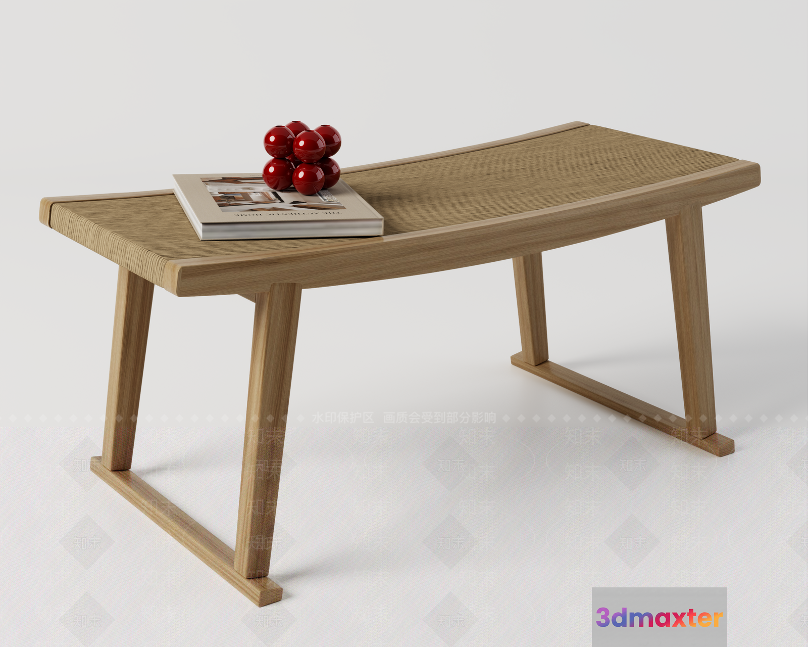 A Wooden Coffee Table 3D Model - 1940 - VRAY Render