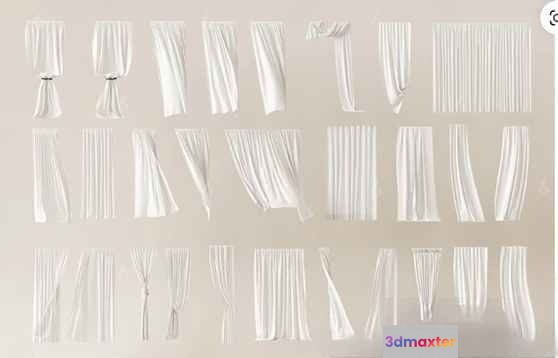 White Drapery Panels 3D Model - 12135 - VRAY Render