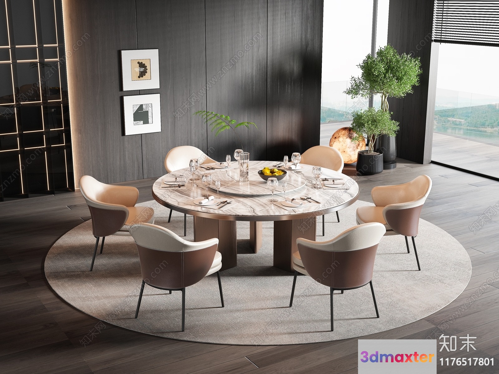 Modern Dining Table 3D Model - 7078 - VRAY Render