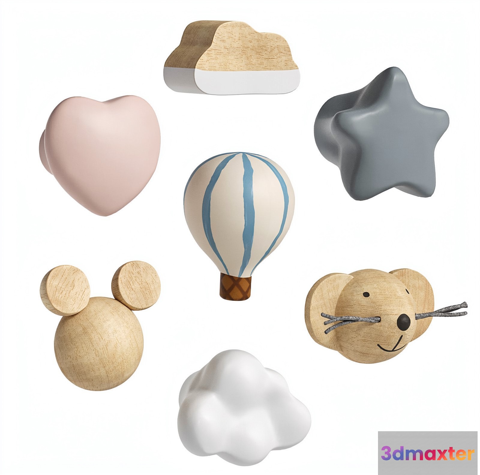 Wooden Decorative Objects 3D Model - 21180 - VRAY Render