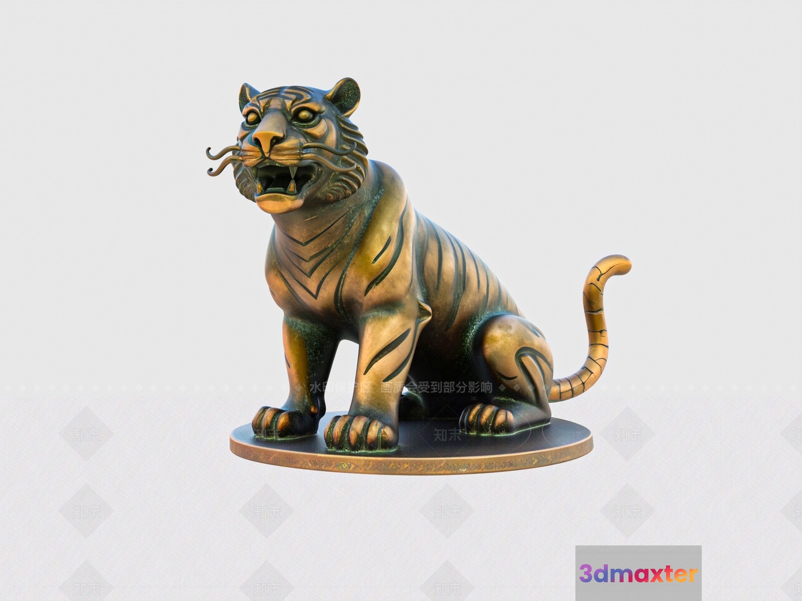 A Bronze Tiger Statue 3D Model - 16055 - VRAY Render