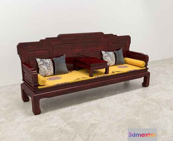 Dark Wooden Sofa 3D Model - 4582 - VRAY Render