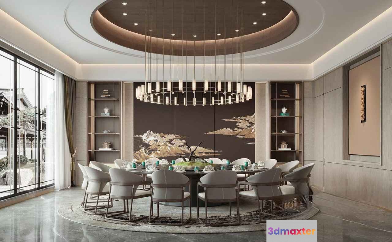 Modern Dining Room 3D Model - 7209 - CORONA Render
