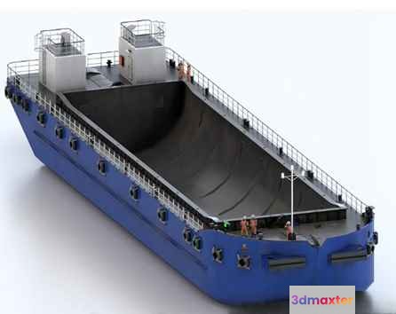Blue Cargo Ship 3D Model - 9644 - VRAY Render