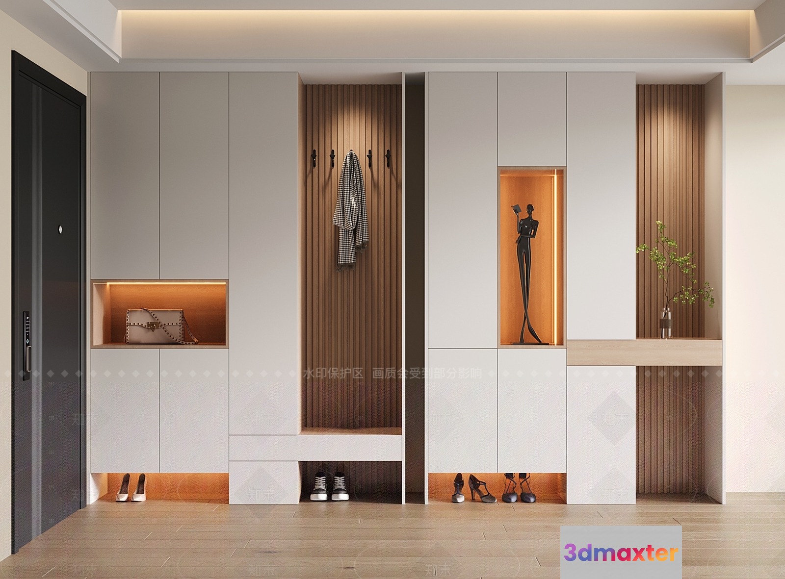 A Modern Shoe Rack 3D Model - 20992 - VRAY Render