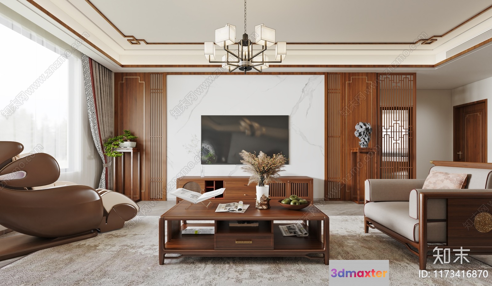 Modern Living Room 3D Model - 13569 - VRAY Render