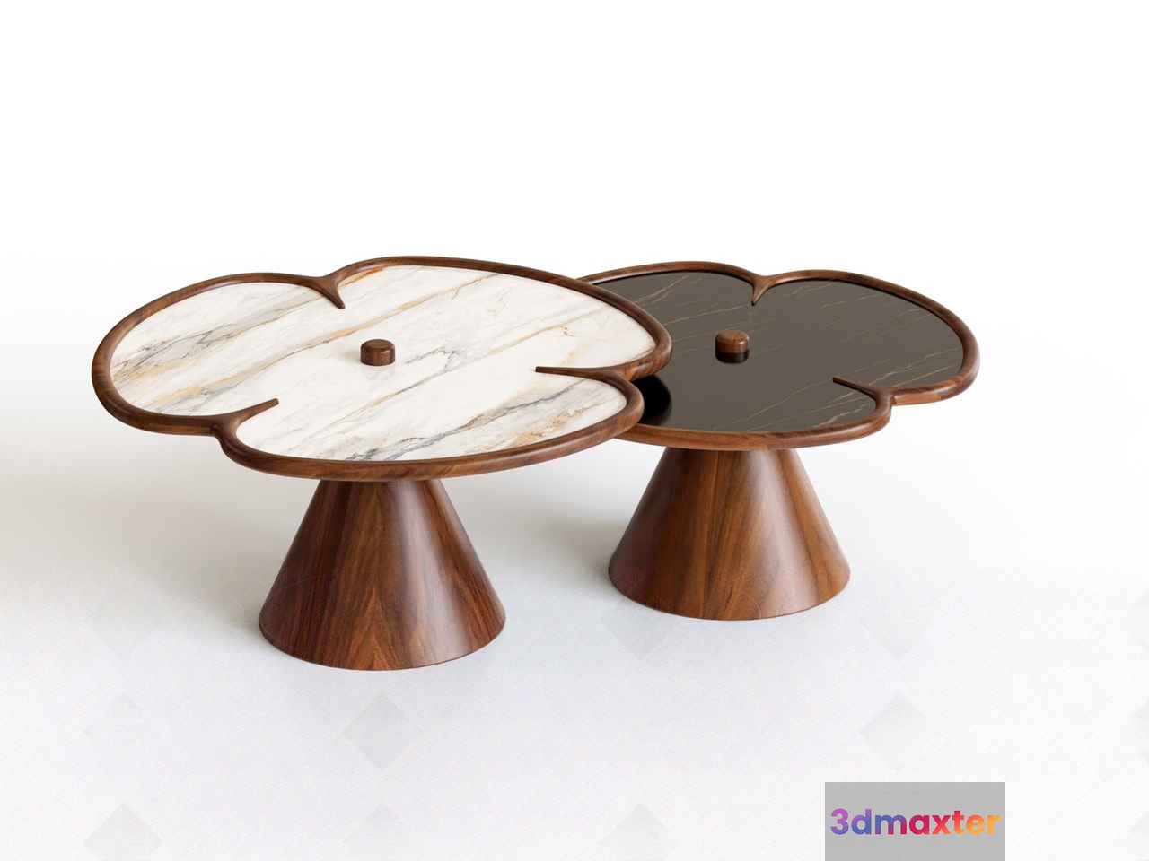 Two Wooden Tables With Marble Tops 3D Model - 16040 - VRAY Render