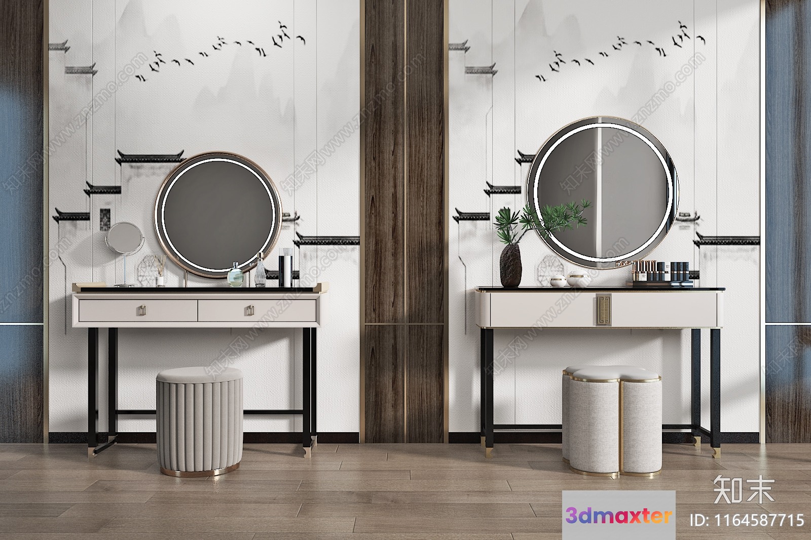 Modern Makeup Vanity 3D Model - 8612 - VRAY Render