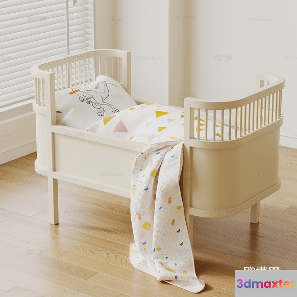 A White Crib 3D Model - 17079 - VRAY Render