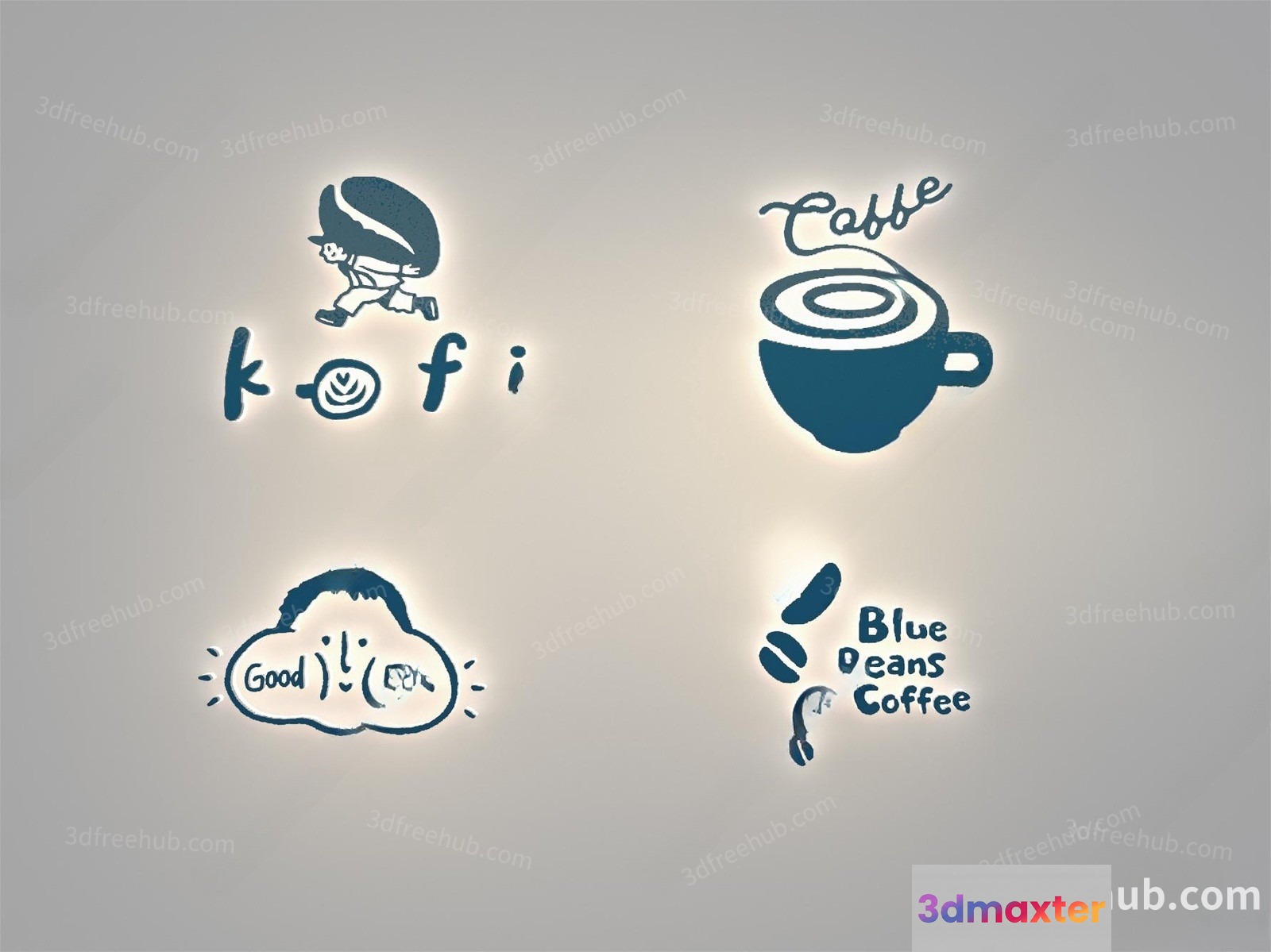 A Logo For A Coffee Shop Featuring A Simple And Modern Design 3D Model - 21628 - VRAY Render