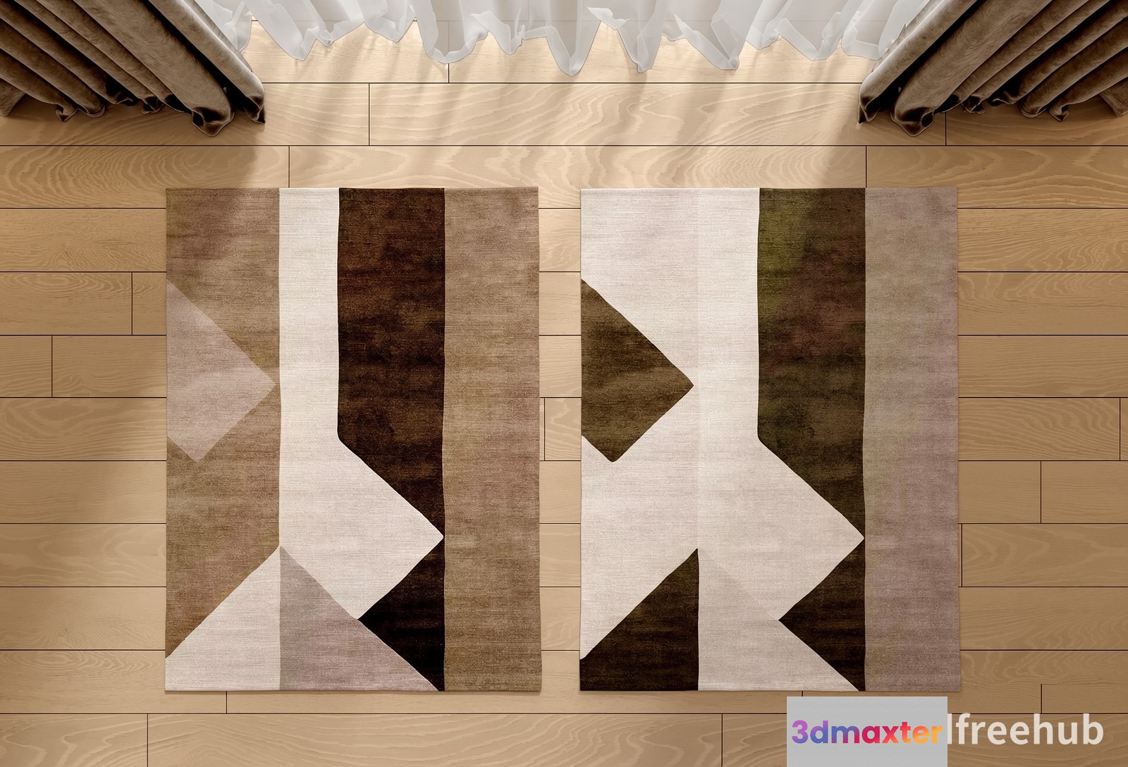 Brown And White Rug 3D Model - 19581 - VRAY Render